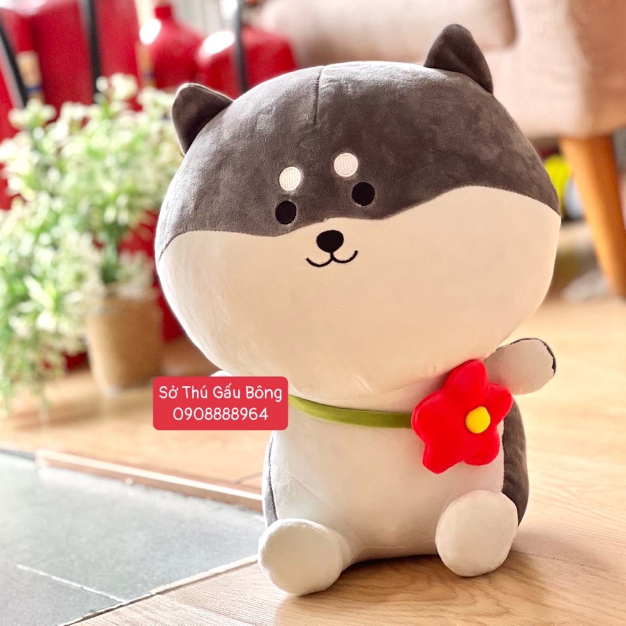 Chó Bông Shiba Đeo Túi Hoa