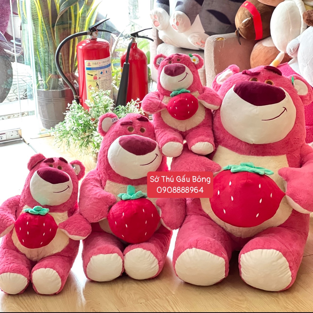 Gấu Bông Lotso Đứng Ôm Dâu Đỏ