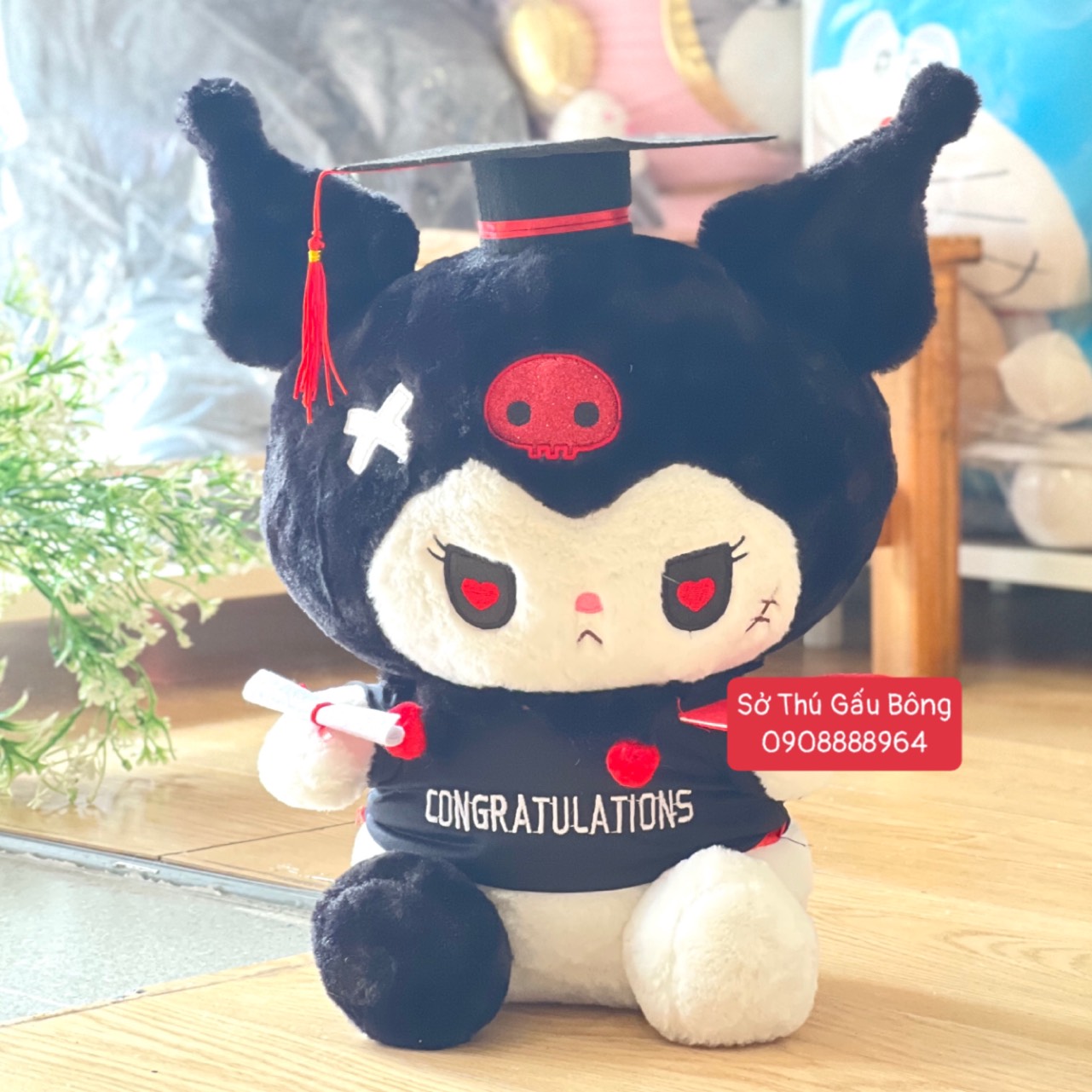 Gấu Tốt Nghiệp - Thỏ Kuromi Mắt Tim