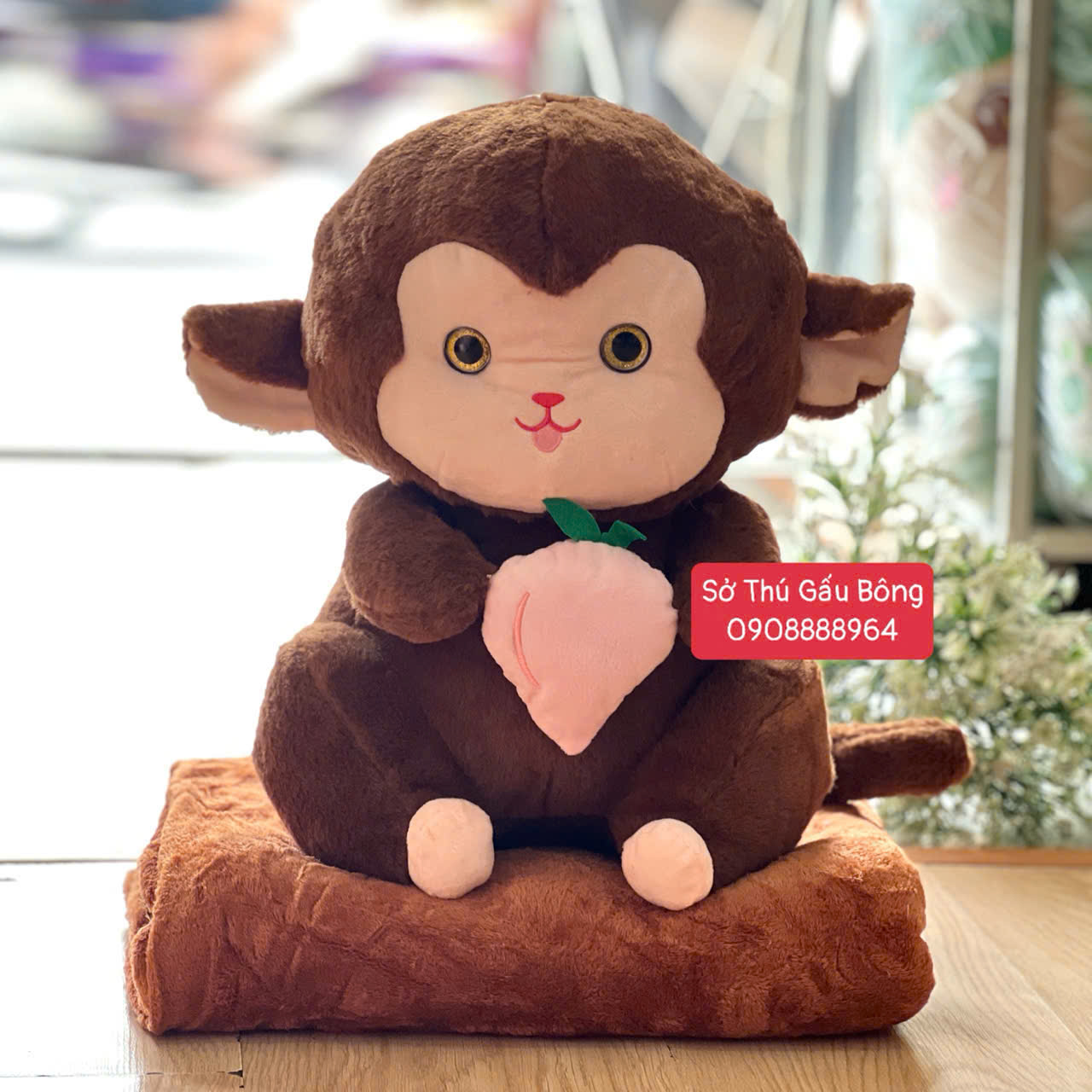 Gối Mền Khỉ Ôm Đào